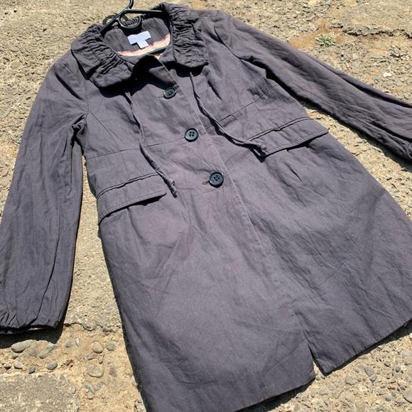 LOFT button up high collar satin lined trench coat - Picture 12 of 16